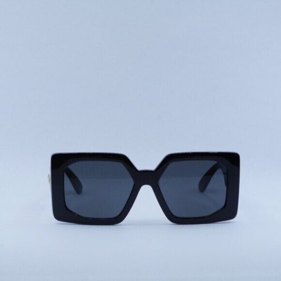 Versace VE4478U GB1/87 Sunglasses Square Black Frame, Dark Grey Lenses